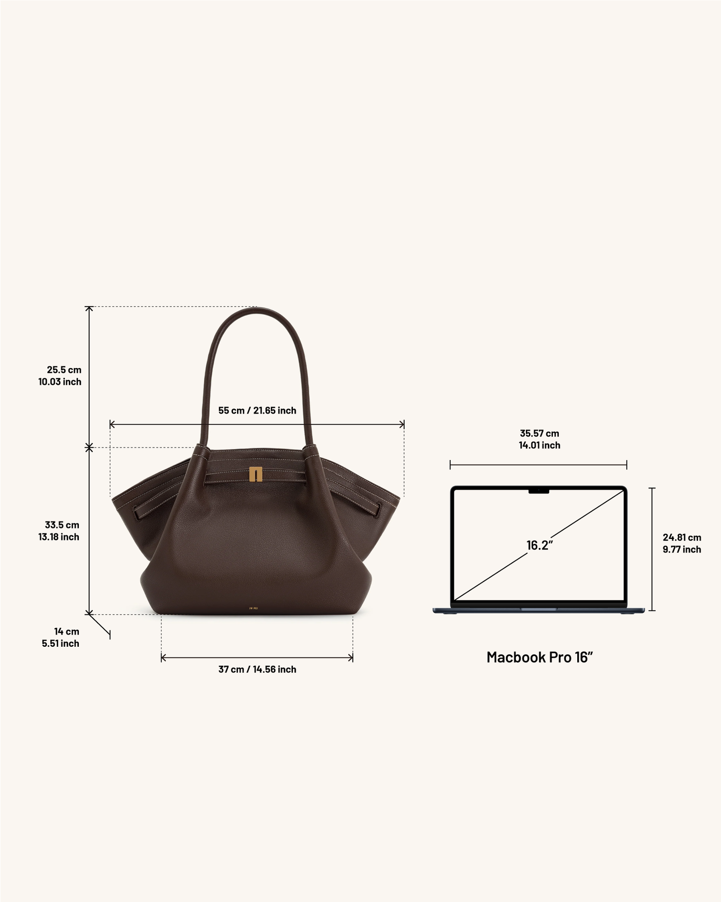 Bolso de mano grande Hana - Marrón oscuro