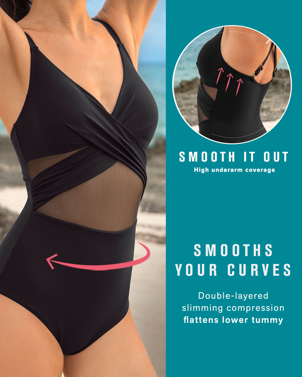 Bañador reductor con push up suave de pecho