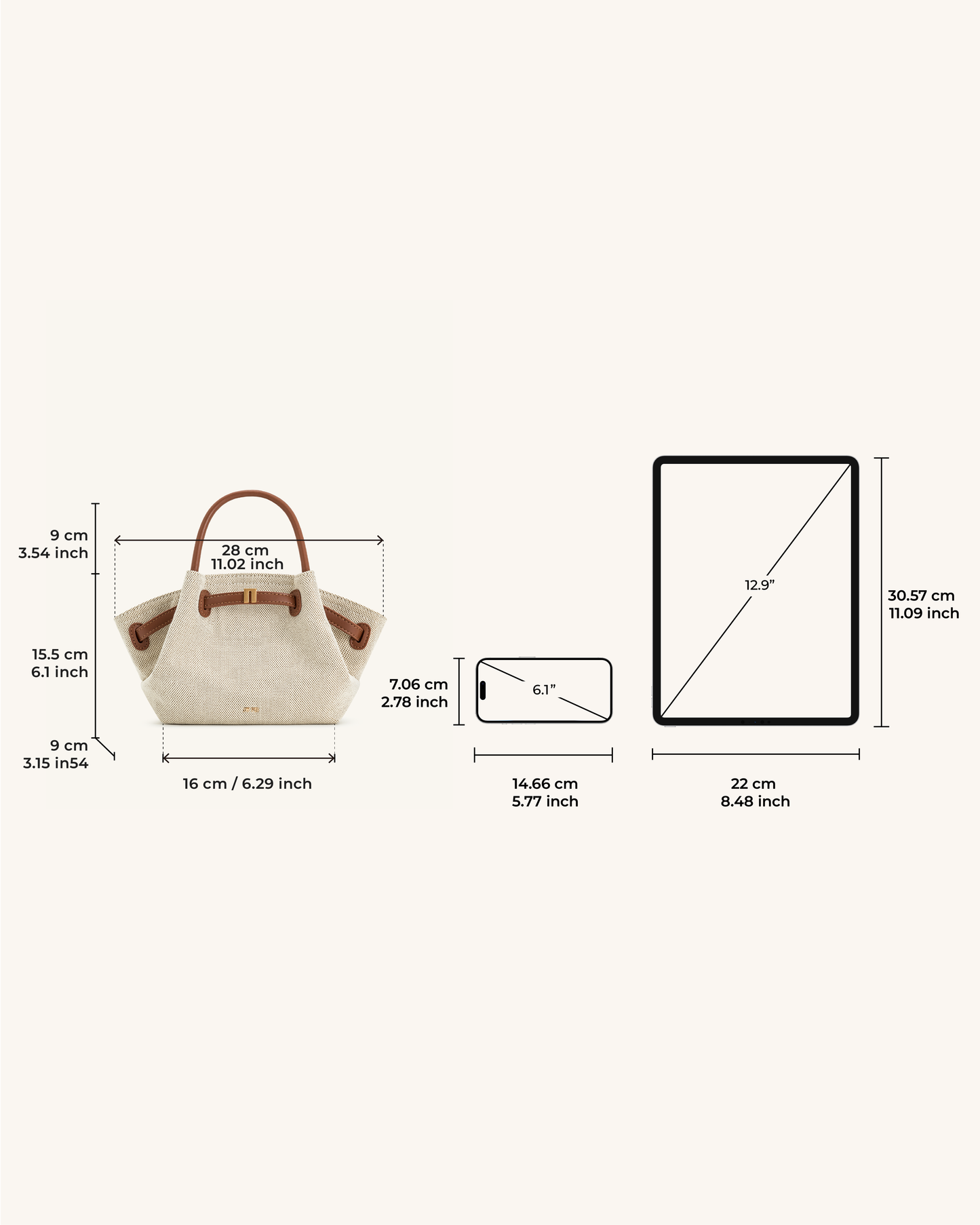 Bolso de mano Hana Mini - Lienzo marrón