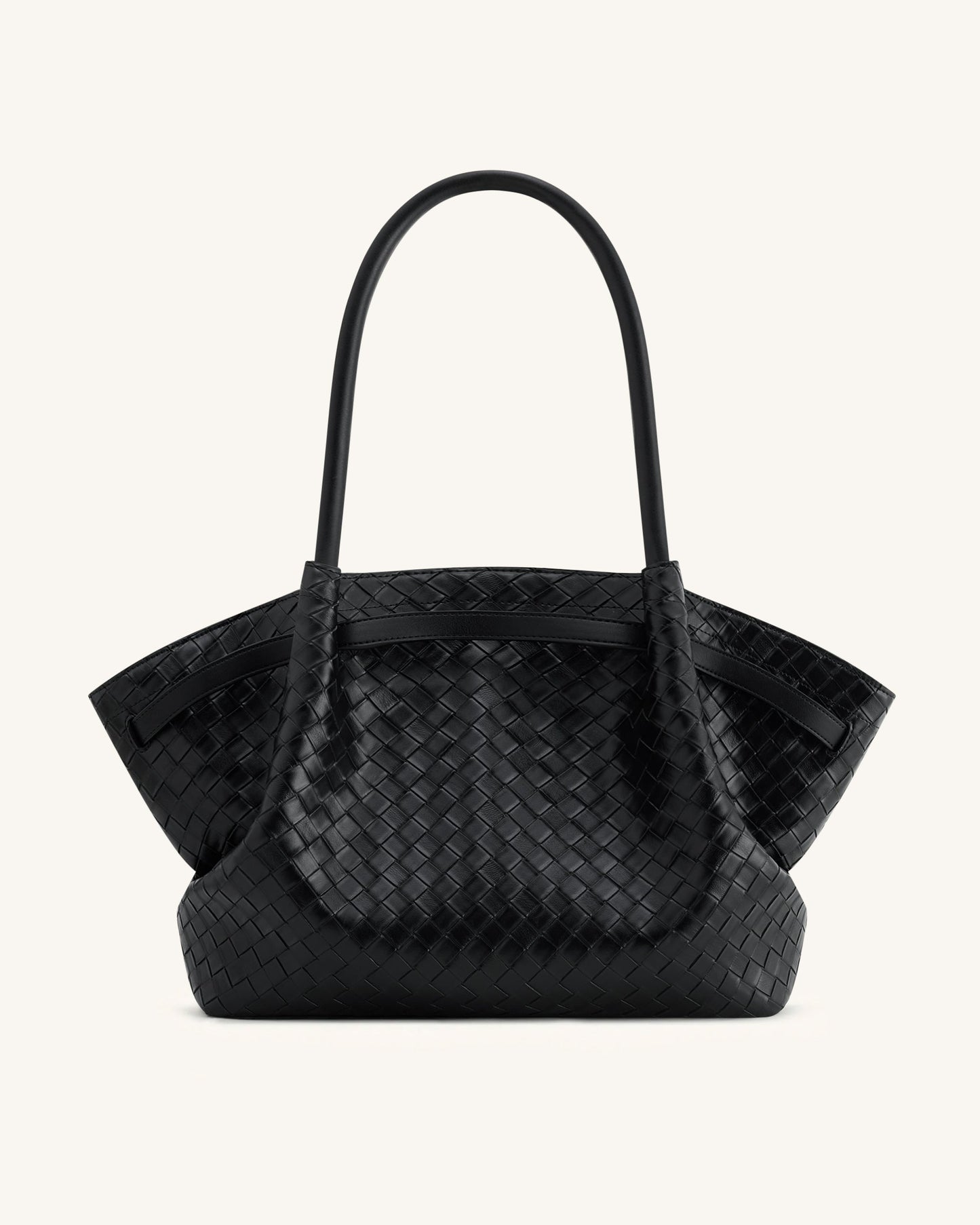 Bolso de mano con textura de tejido grande Hana - Negro