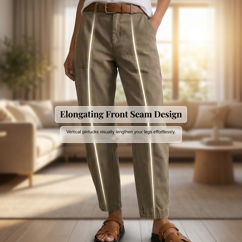 Pantalón utilitario entallado de cintura alta para mujer