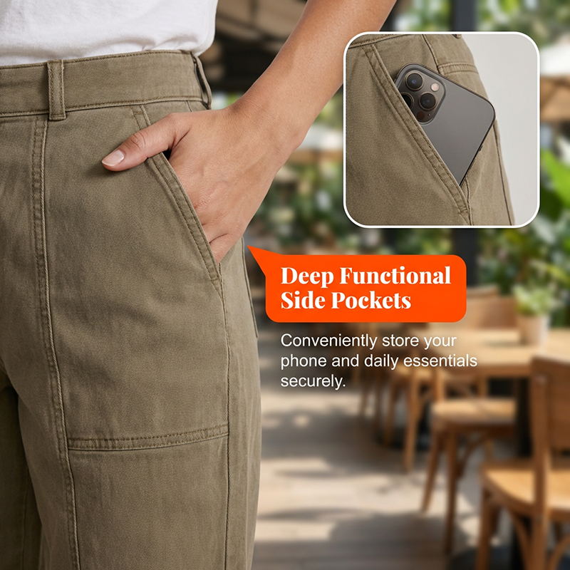 Pantalón utilitario entallado de cintura alta para mujer