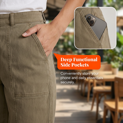 Pantalón utilitario entallado de cintura alta para mujer